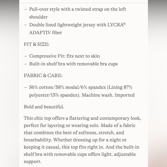 Land's End adaptive slender Grecian one shoulder shelf bra top black size small - Picture 4 of 4